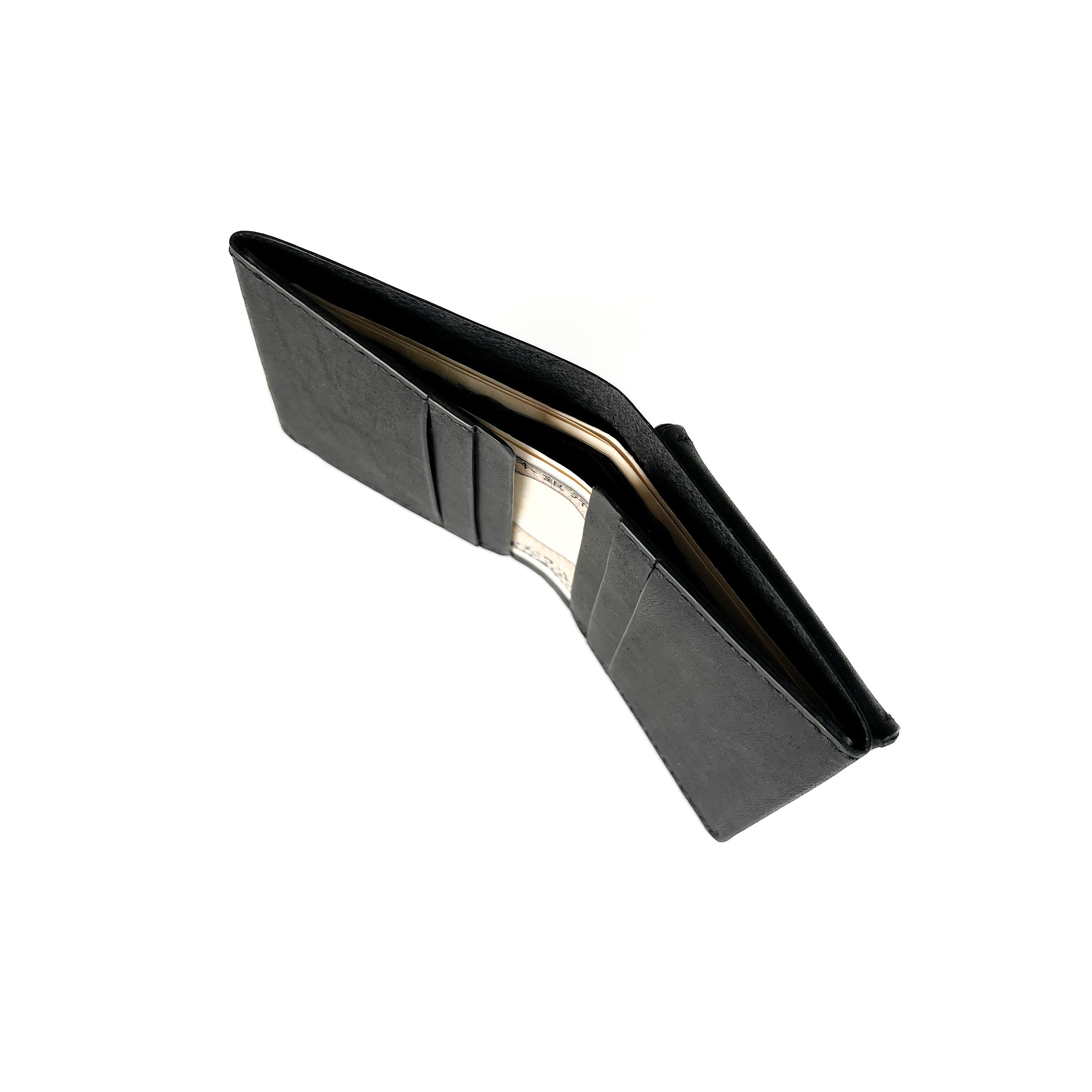 compact wallet ブラック 日本製本革二つ折りミニ財布 – frasco.